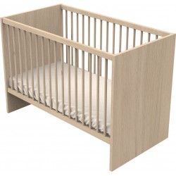 NC Lit Bébé 120x60 À Barreaux En Bois Décor Chêne Suave