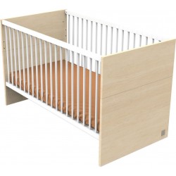 Lit Évolutif 140x70 Little Big Bed En Bois Décor Chêne Velours Et Balustres Blancs