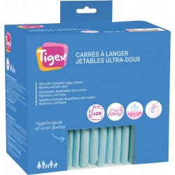 TIGEX Matelas à langer jetables ultra-doux 40x60cm lot de 20 carrés