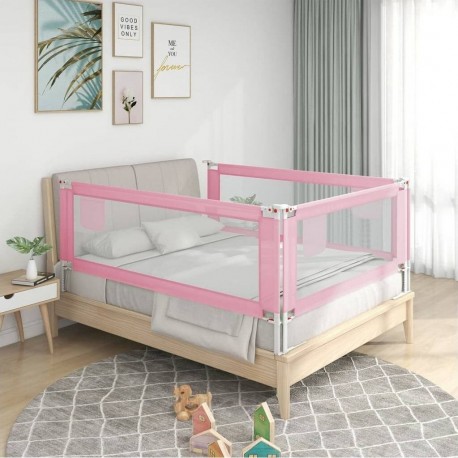 NC Barrière De Sécurité De Lit D'enfant Rose 150x25 Cm Tissu Vidaxl