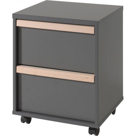 NC Armoire Mobile 2 Tiroirs London Bois Anthracite Vipack