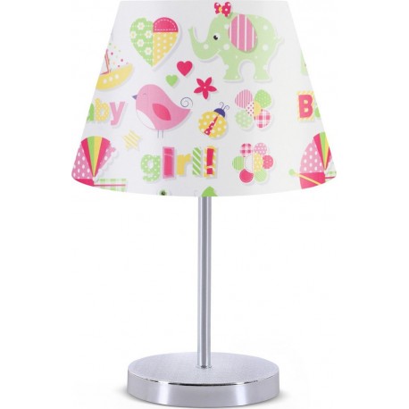 Lampe De Nuit 37 Cm. Blanc / Rose, Type E 27. Ip 2-0. Max 60 W