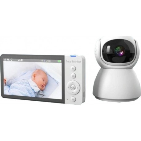 NC Babyphone Camera Vision Nocturne Sans Fil 5 Pouces Avec Alarme Et Berceuses Eu Plug Y