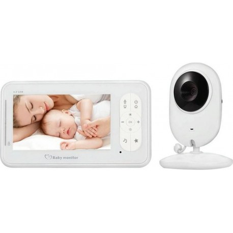 NC Babyphone Camera Écran 4.3 Pouces Vision Nocturne Intercom Température Berceuses Eu P