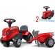 NC Porteur Tracteur Massey Ferguson Avec Remorque Pelle Et Rateau Rouge