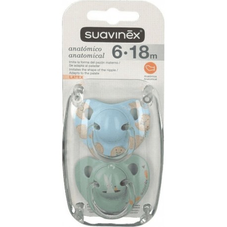 NC Suavinex Sucette Anatomique En Latex 6-18m 2 Unités (bleu)