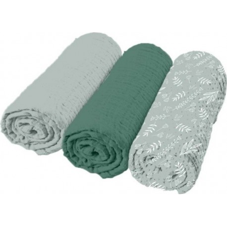 NC Lot De 3 Langes Bébé absorbant 70x70cm Vert Céladon