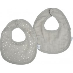 NC Lot De Deux Bavoirs Bebe En Gaze De Coton 22 X 27 Cm Gris