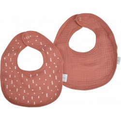 NC Lot De Deux Bavoirs Bebe En Gaze De Coton 22 X 27 Cm Terracotta