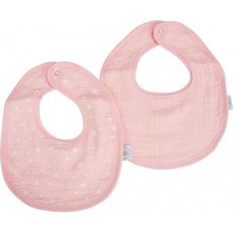 NC Lot De Deux Bavoirs Bebe En Gaze De Coton 22 X 27 Cm Rose