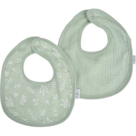 NC Lot De Deux Bavoirs Bebe En Gaze De Coton 22 X 27 Cm Celadon