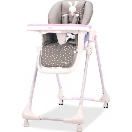 NC Chaise Haute Avec Roues Baby Rabbit Rose