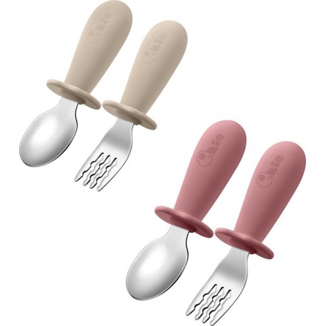 Silicone Lot De 4 Couverts Pour Enfant Seulement, Couverts Pour Bébé En Acier Inoxydable Avec Poignées En Silicone