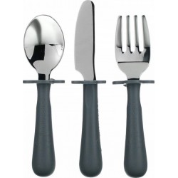 NC Set De 3 Couverts Ergonomiques Gris Inox