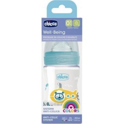 Silicone Chicco-biberon Bien-etre 150ml Tétine Flux Lent 0m+ Bleu