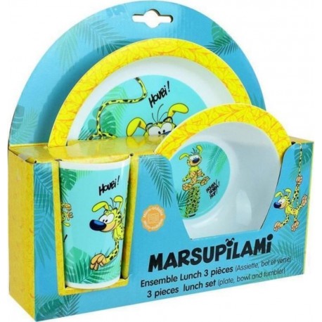 NC Marsupilami Ensemble Repas 1 Verre 220 Ml, 1 Assiette Et 1 Bol Micro-ondables