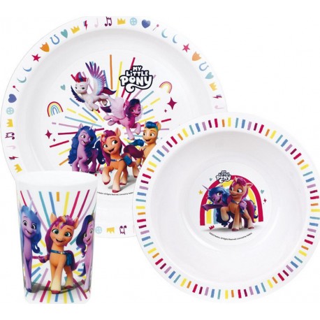 NC My Little Pony Ensemble Repas (assiette, Bol, Verre)