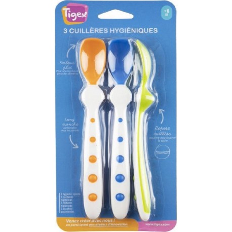 TIGEX Cuillère hygiénique bleu lot de 3 cuillères