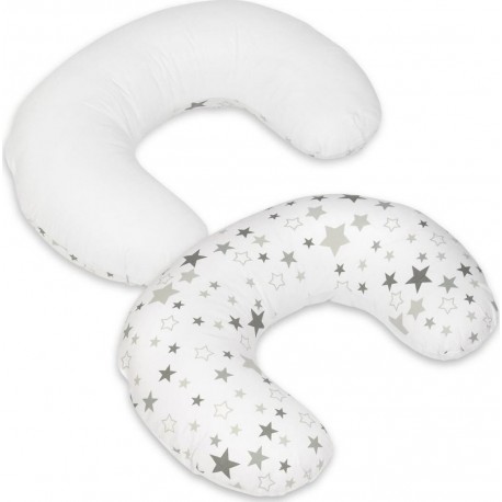 Coussin Appui-tête Etoiles Grises Et Blanches Sur Fond Blanc  Blanc