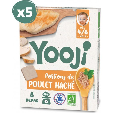 NC Portions De Poulet Haché Bio Pour 40 Repas Bébé Dès 4-6 Mois les 5 boîtes de 450g