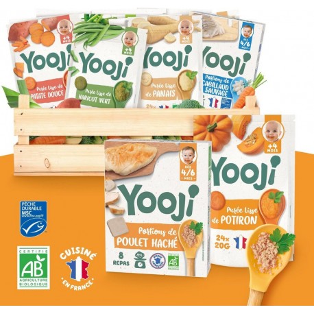 NC Yooji Spécial Diversification Alimentaire Dès 6 Mois Légumes Bio Et Hachés De Viandes Et Poissons Pour 45 Repas les 16 sachet