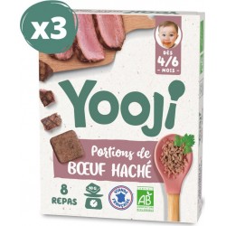 NC Portions De Boeuf Haché Bio Pour 24 Repas Bébé Dès 4-6 Mois les 3 boîtes de 240g