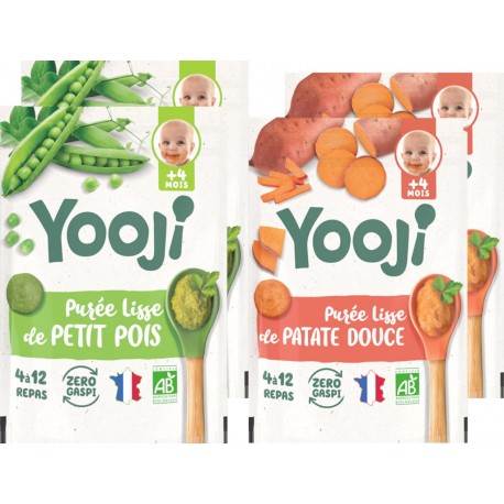 NC Lot X4 Petit Pois & Patate Douce Bio 16 Repas Dès 4 Mois 4 X 480g les 4 sachets de 1920g