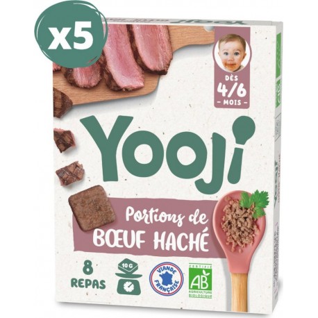 NC Portions De Boeuf Haché Bio Pour 40 Repas Bébé Dès 4-6 Mois les 5 boîtes de 450g