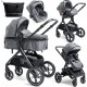 Bebelissimo Poussette Combinée Trio 3 En 1 Siège Auto 0m – Nacelle – Dès La Naissance – Jusqu’à 22Kg – Premium Gris