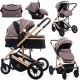 NC Bebelissimo Poussette Combinée Trio 3 En 1 Siège Auto 0m – Landau – Jusqu’à 22Kg – Victoire I-size Beige