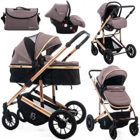 NC Bebelissimo Poussette Combinée Trio 3 En 1 Siège Auto 0m – Landau – Jusqu’à 22Kg – Victoire I-size Beige