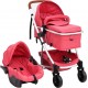 NC Poussette Pour Bébé 3-en-1 Rouge Aluminium Vidaxl