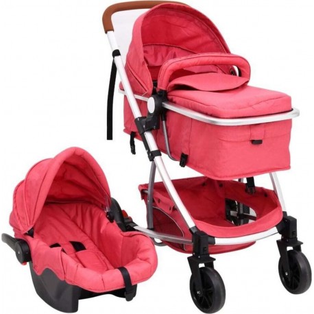 NC Poussette Pour Bébé 3-en-1 Rouge Aluminium Vidaxl