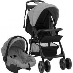 Clair Poussette Pour Bébé 3-en-1 Gris Et Noir Acier Vidaxl