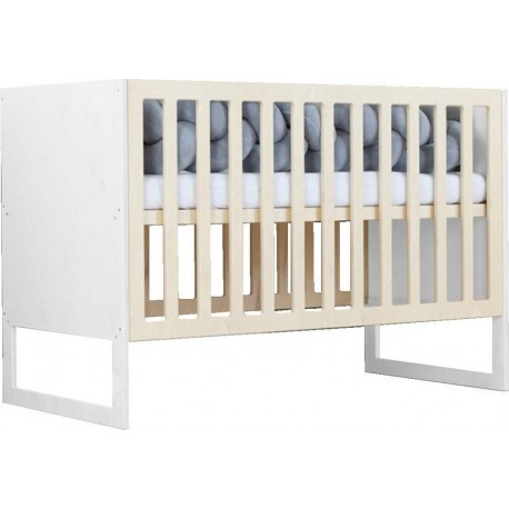 Lit Bébé Chruppy 60 X 120 Cm Blanc Et Naturel