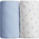 NC Babycalin Lot De 2 Draps Housse Jersey Coton Bleu Et Impression Etoile 60x120cm