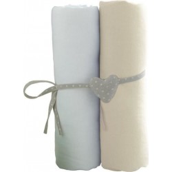 Babycalin 2 Draps Housse Bébé Blanc Ecru 70 X 140 Cm Jersey 130gr/m²