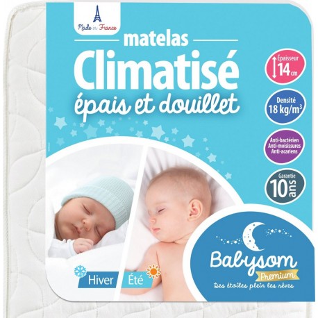 NC Babysom Matelas Bébé Climatisé 70x140 Cm | Épaisseur 14 Cm | Fabrication Française