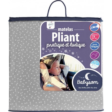 NC Babysom Matelas Bébé Pliant De Voyage | 60x120 Cm | Imperméable | Épaisseur 7 Cm