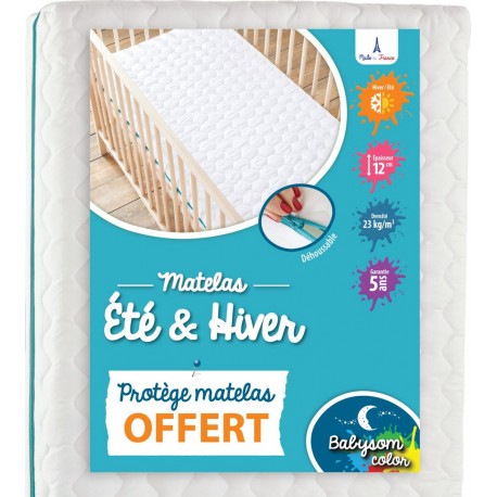 NC Babysom Matelas Bébé Climatisé Été Hiver 70x140 Cm | + 1 Protège Matelas Offert