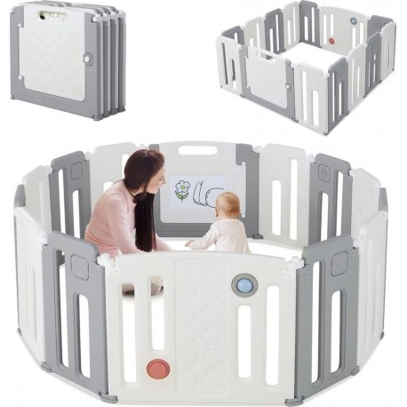 NC Parc Bébé Plastique Pliable 122 Panneaux D'activité Et De Porte Avec Loquet