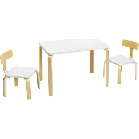 Ensemble Table Et Chaise Pour Enfant Inclus 1 Table Et 2 Chaises En Bois Courbé Blan