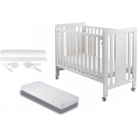 Lit Bébé Pour Matelas 60x120-monet-blanc Avec Kit Cododo