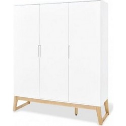 Armoire Bridge Grande Semi Poli Fin Mdf Uni Laqué Blanc Et Massif Frêne Laqué