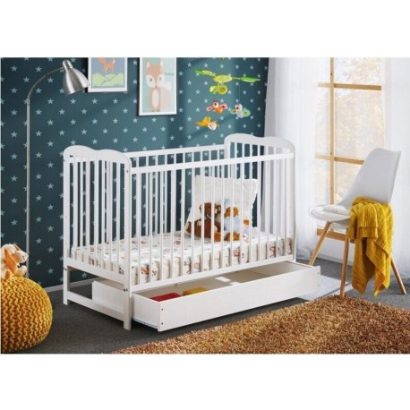 NC Lit Bébé Évolutif Avec Tiroir Et Matelas Collection Noe Réglable En Hauteur. Coloris