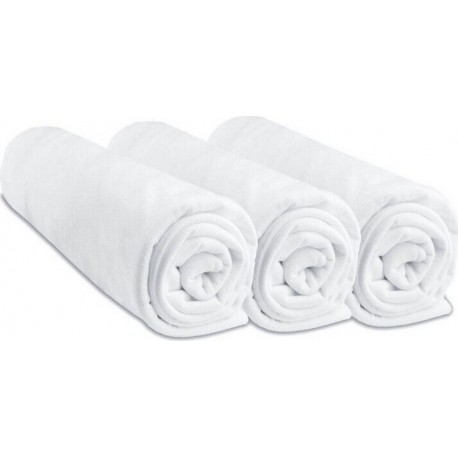 Lot De 3 Draps Housse Jersey 100% Coton 40x80/40x90 Cm Blanc