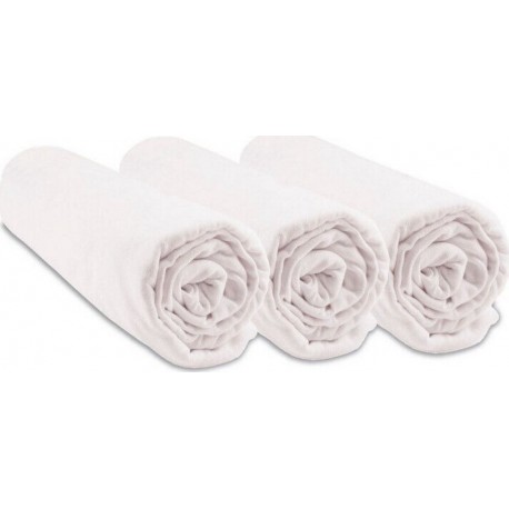 Lot De 3 Draps Housse Couffin 32x72 Cm 100% Coton Blanc