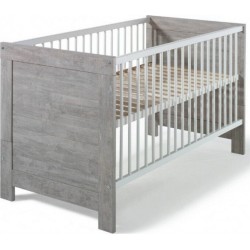 Lit Bébé 70x140 Cm Hêtre Massif Blanc Et Gris Nordic DriftwoodL 145 X H 85 X P 77