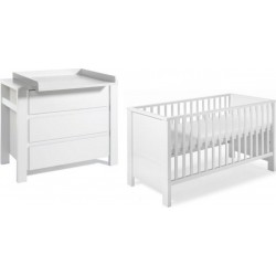 Nsemble Lit Enfant Évolutif Commode À Langer Milano Blanc 2 Pièces