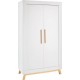 Clair Armoire Bébé 2 Portes Bois Blanc Et Pieds Hêtre MiamiL 108 X H 195 X P 53